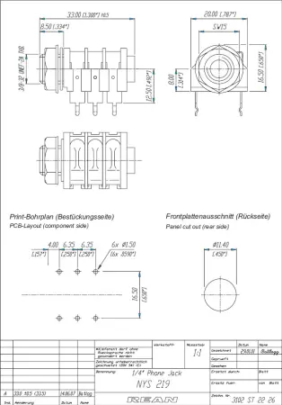 Rean NYS219 - 6,3 mm (1/4") stereo input jack
