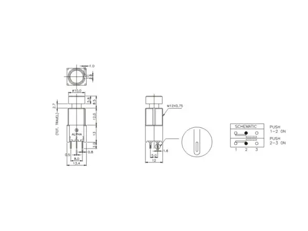 Alpha Fußtaster 2-Pol, EIN-(EIN)