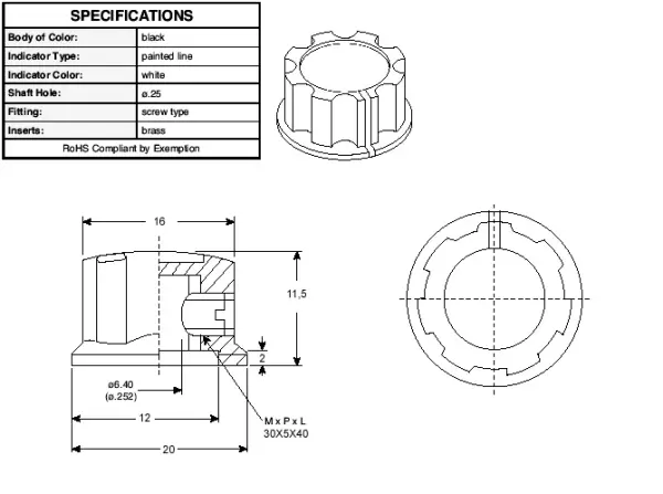 Classic Bakelit Knopf schwarz, 20 mm
