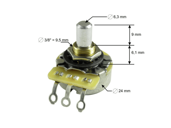 CTS Potentiometer 500 kOhm log, Solid Shaft