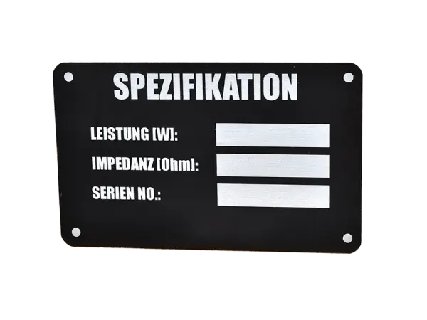 Lautsprecher Typenschild, selbstklebend, DEUTSCH