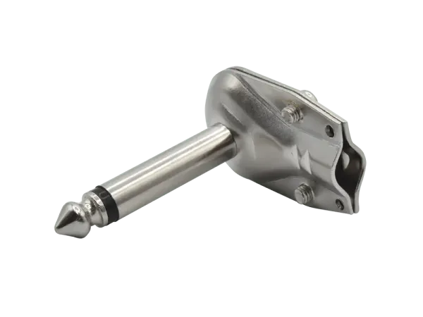 6,3 mm (1/4") Klinkenstecker gewinkelt, mono, flach, silber