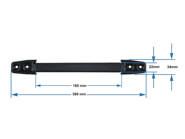 Koffergriff Fender-Stil, 2-Loch, 300 mm, schwarz