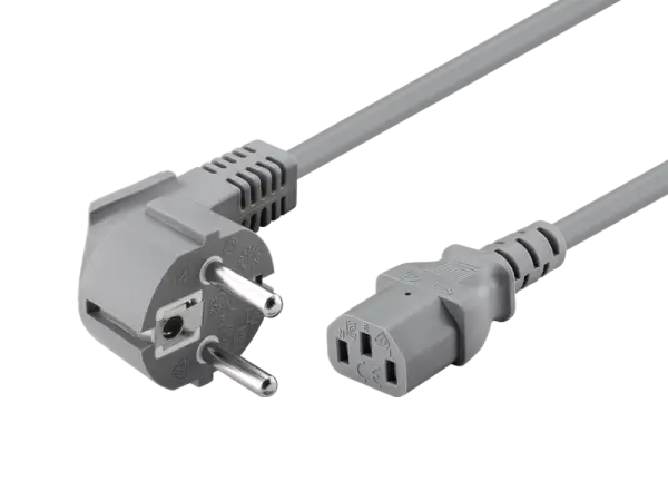 Netzkabel 2 m Kaltgerätestecker, Grau