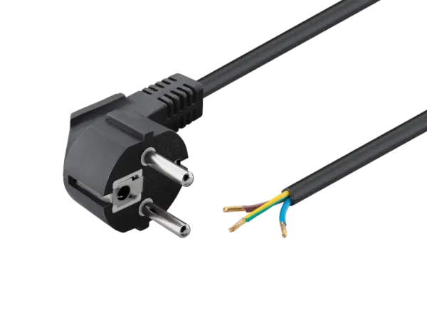 Netzkabel 2 m Kaltgerätestecker, schwarz - lose Kabelende