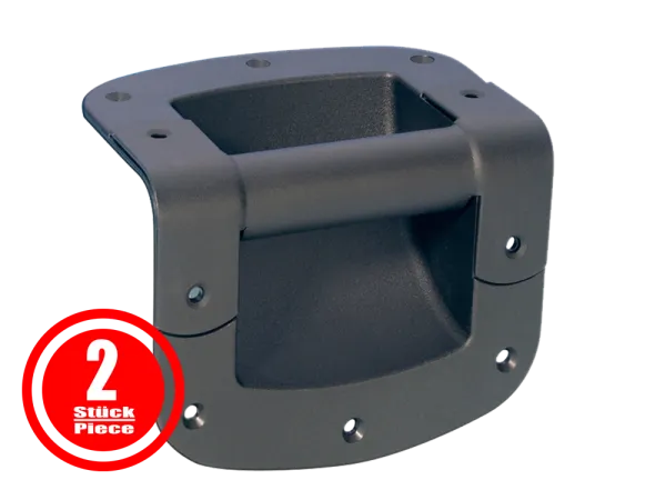 Schalengriff Ecke, stahl, schwarz, mit 12mm Radius, 2er Set