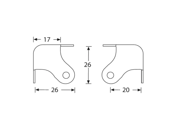 Gehäuseecke, dreischenkelig, silber, klein