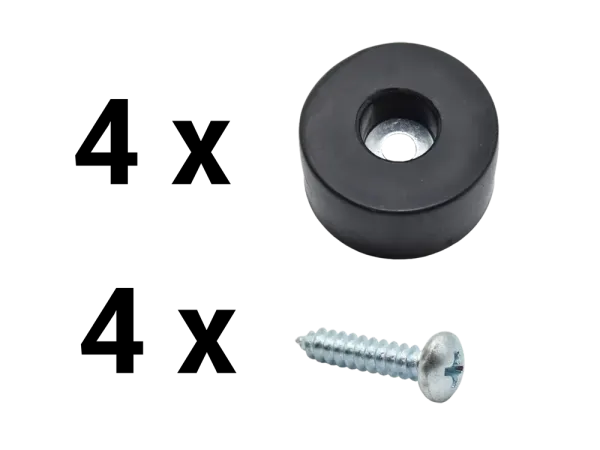 Gummifuß mit Stahl-Halterung 38 x 20 mm - 4 Stück