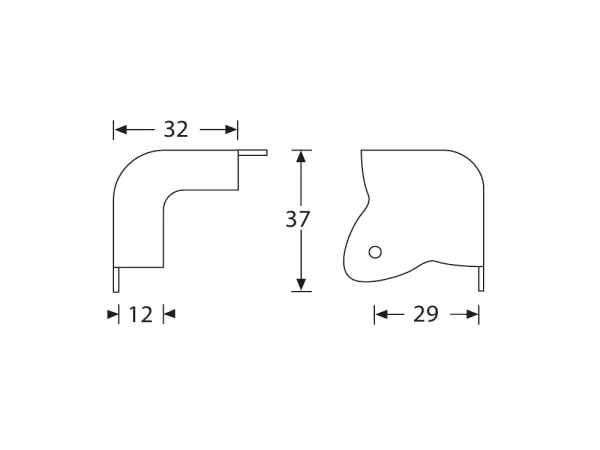 Set Corners w/ cutaway 2 leg, silver incl. Screws