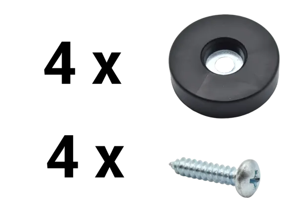 Gummifuß mit Stahl-Halterung 38 x 10 mm - 4 Stück