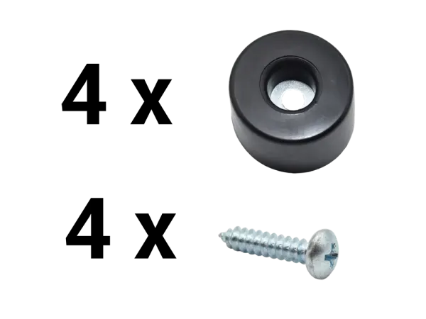 Gummifuß mit Stahl-Halterung 38 x 25 mm - 4 Stück