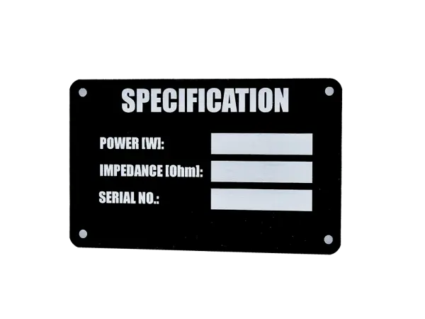 Lautsprecher Typenschild, selbstklebend, Englisch