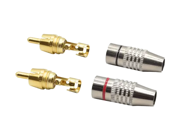 RCA phono plug High Quality, red + black, pair