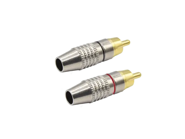 RCA phono plug High Quality, red + black, pair