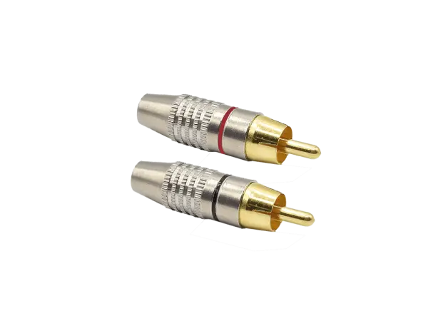 RCA phono plug High Quality, red + black, pair