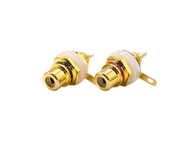RCA phono socket gold plated black, PAIR