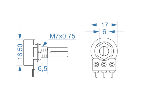 Potentiometer Alpha 16 PCB 1M Log