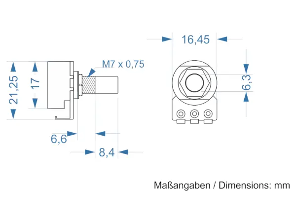 Alpha Potentiometer 50 kOhm linear / 16 mm linear