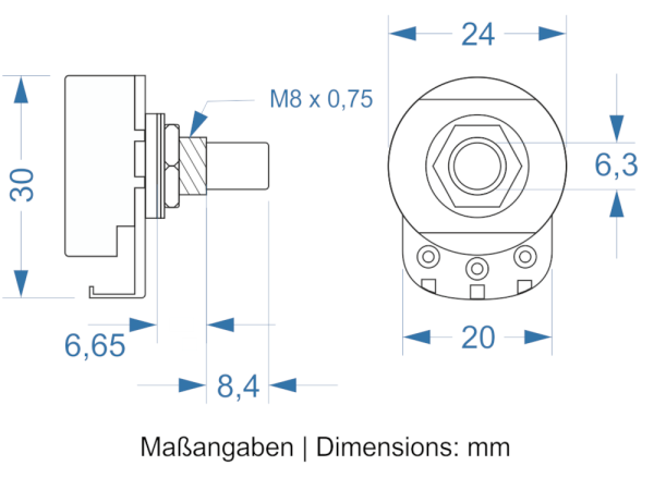 Alpha 250k Ohm log / Audio - 5 Stück