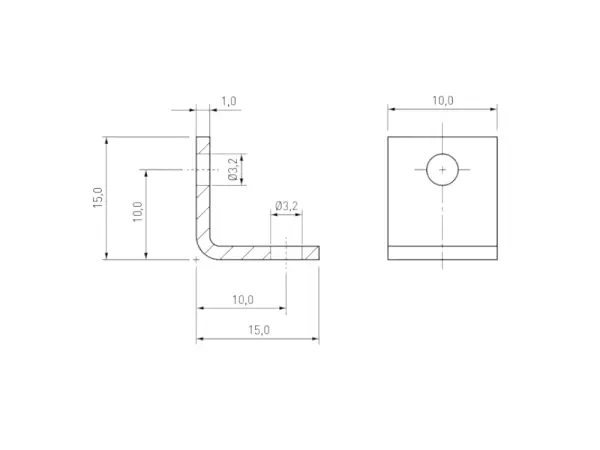 Mounting bracket 15 x 15 mm