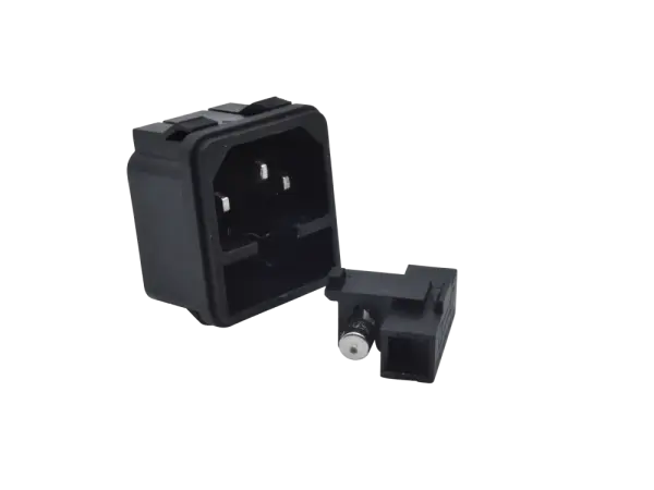 Kaltgeräteeinbaubuchse IEC320 / C14 m. Sicherungshalter, Snap-In