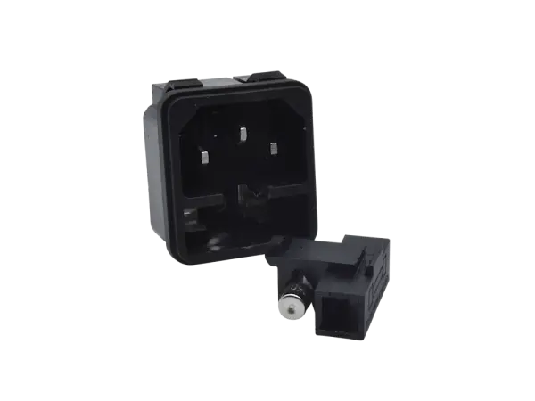 Kaltgeräteeinbaubuchse IEC320 / C14 m. Sicherungshalter, Snap-In