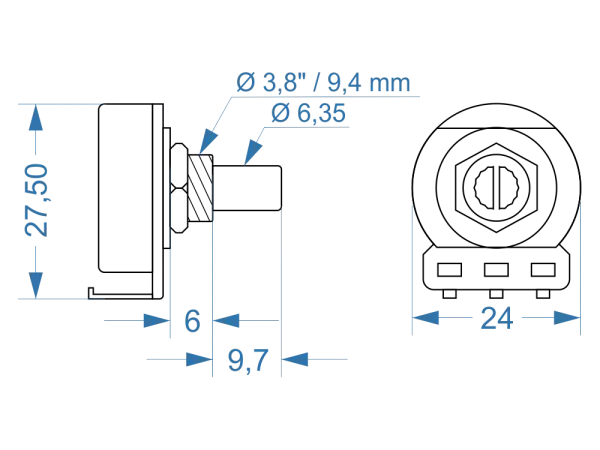 CTS Potentiometer  1 MOhm log / Audio