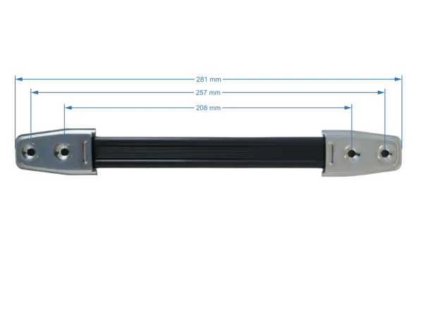 Koffergriff Fender-Stil, 2-Loch silber, 280 mm