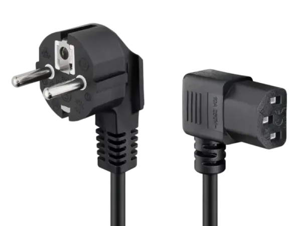 IEC Cord, 1 m , angled, black, (3 x 0.75 mm²)