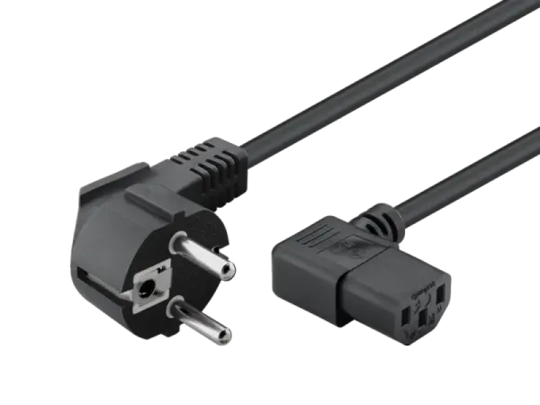 IEC Cord, 0.5 m, angled, black, (3 x 0.75 mm²)