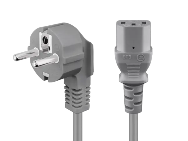 Netzkabel 2 m Kaltgerätestecker, Grau