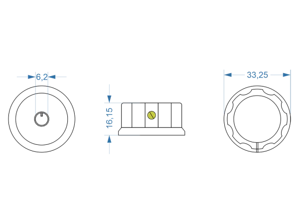 Knob Classic Fluted black/silver, large