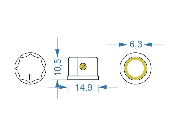 Knopf Classic Small Flutted, schwarz