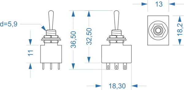Miyama Kippschalter MS500M, 3-polig EIN-EIN