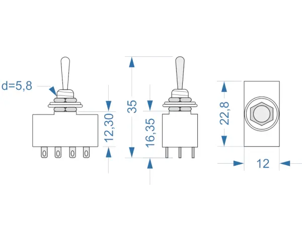 Miyama Kippschalter MS500P, 4-polig EIN-EIN