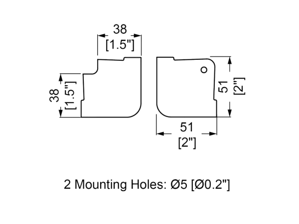Cabinet corner metal, large, black
