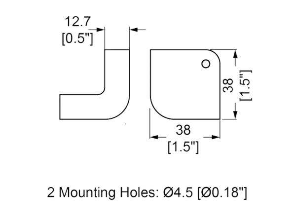 Gehäuseecke Metall, schwarz zweischenklig