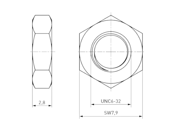 Screw nut UNC 6-32