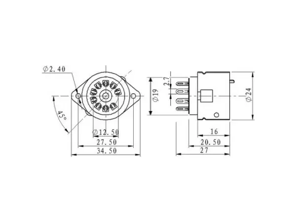 Socket Noval Plastic Fender Style