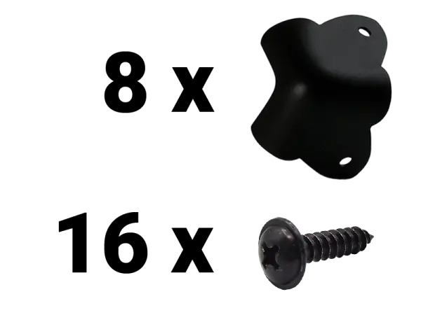 Set Corners w/ cutaway 2 leg, black incl. Screws