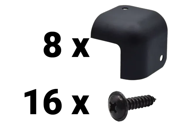 Set Corners - 2 leg, black incl. Screws