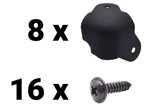 Satz Gehäuseecken, zweischenkelig Fender-Stil schwarz inkl. Schraube