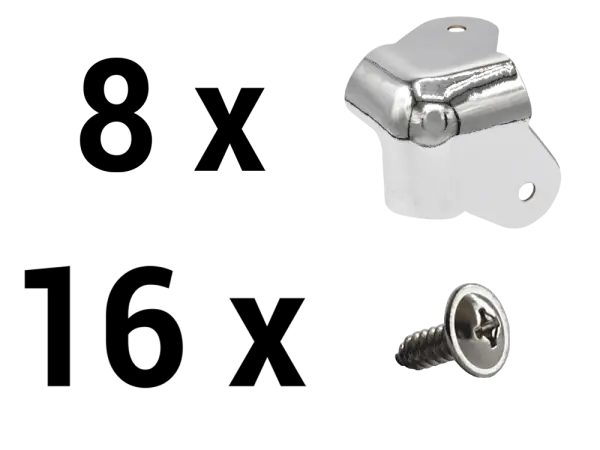 Satz Gehäuseecke - zweischenkelig, vernickelt, Premium inkl. Schraube