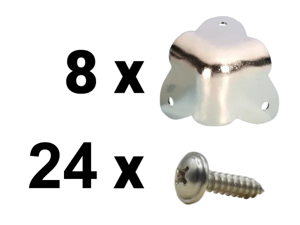 Satz Gehäuseecke, dreischenklig silber - inkl. Schrauben