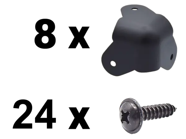 Satz Gehäuseecken, dreischenkelig, schwarz inkl. Schraube