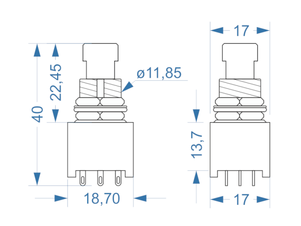 Alpha Footswitch 3PDT, Latching