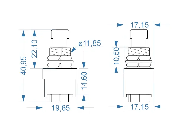 Alpha Fußschalter 3-Pol Wechsler, PCB