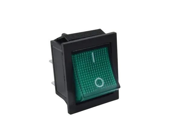 Wippenschalter 2-polig, EIN-AUS, grün beleuchtet