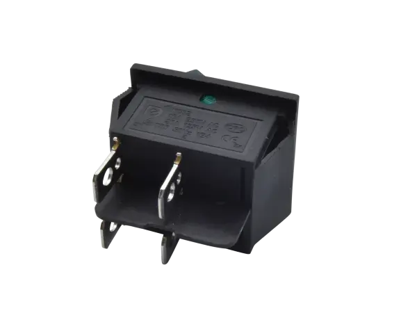 Wippenschalter 2-polig, EIN-AUS, grün beleuchtet