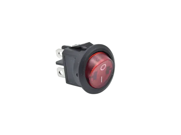 Rocker switch, 2 position, DPST, ON-OFF, lighted red